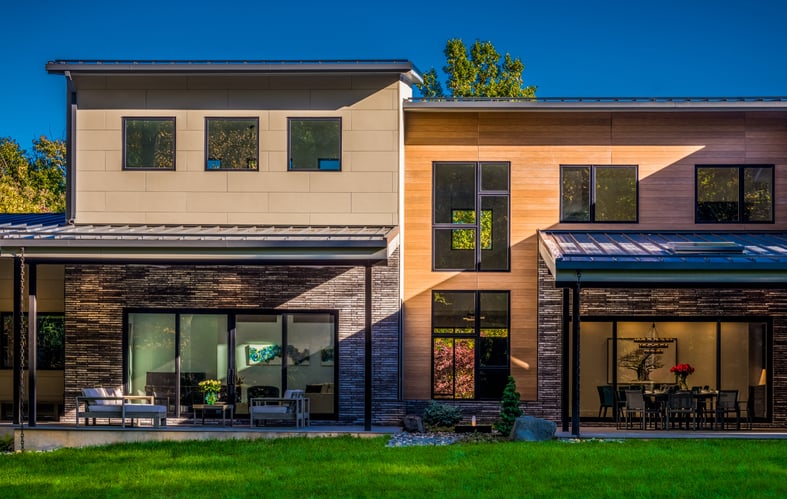 Modern Style Custom Home by AV Architects and Builders in Great Falls Northern Virginia Nichiha Siding