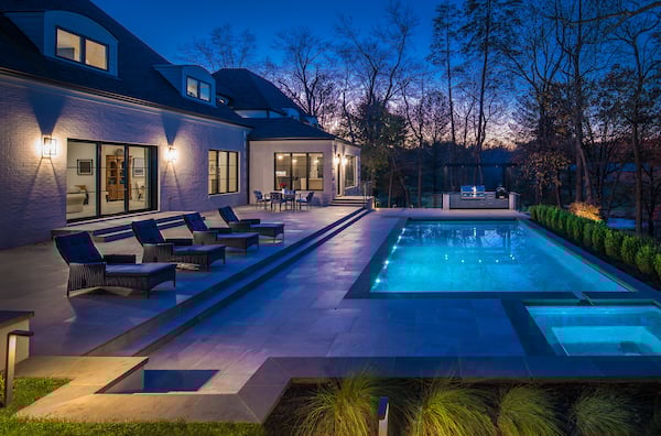 Pool at Modern Custom Home in Great Falls Virginia Northern Virginia by AV Architects and Builders