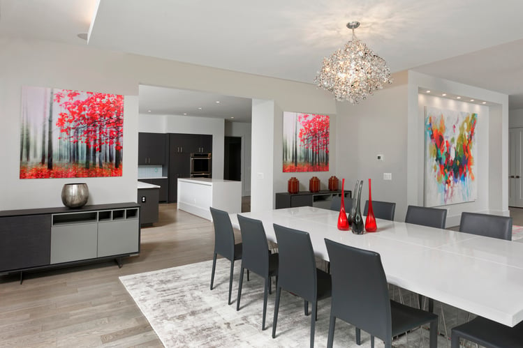 Dining Room in Modern Style Custom Home on a Hill by AV Architects and Builders in McLean Northern Virginia