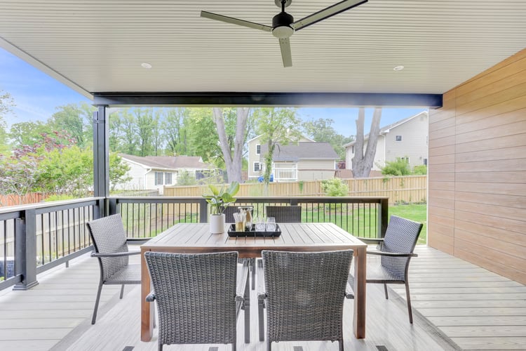 Main Level Living Modern Custom Home by AV Architects and Builders in Northern Virginia Falls Church Tysons Corner Luxury Living Room Great Room Open Concept Floor Plan