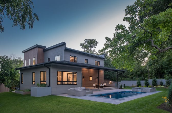 Modern Style Custom Home with Solar Panels by AV Architects and Builders in Arlington Northern Virginia