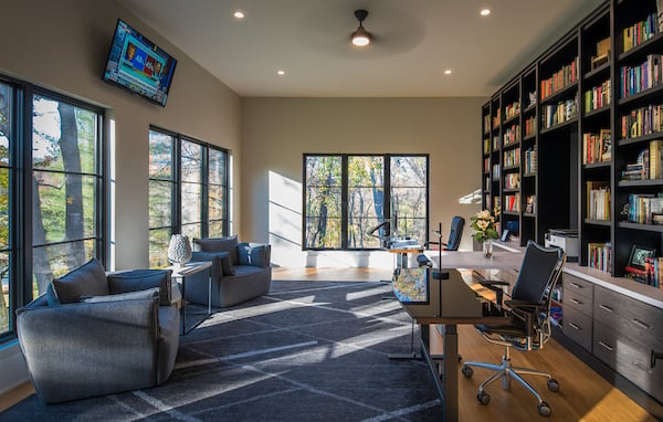 Modern Style Home Office Study in Custom Home by AV Architects and Builders in Great Falls Northern Virginia